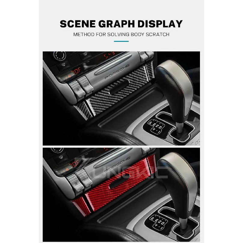 Real Soft Carbon Fiber Sticker For Porsche Cayenne 2003 2004 2005 2006 2007 2008 2009 2010 Ashtray Panel Interior Accessories