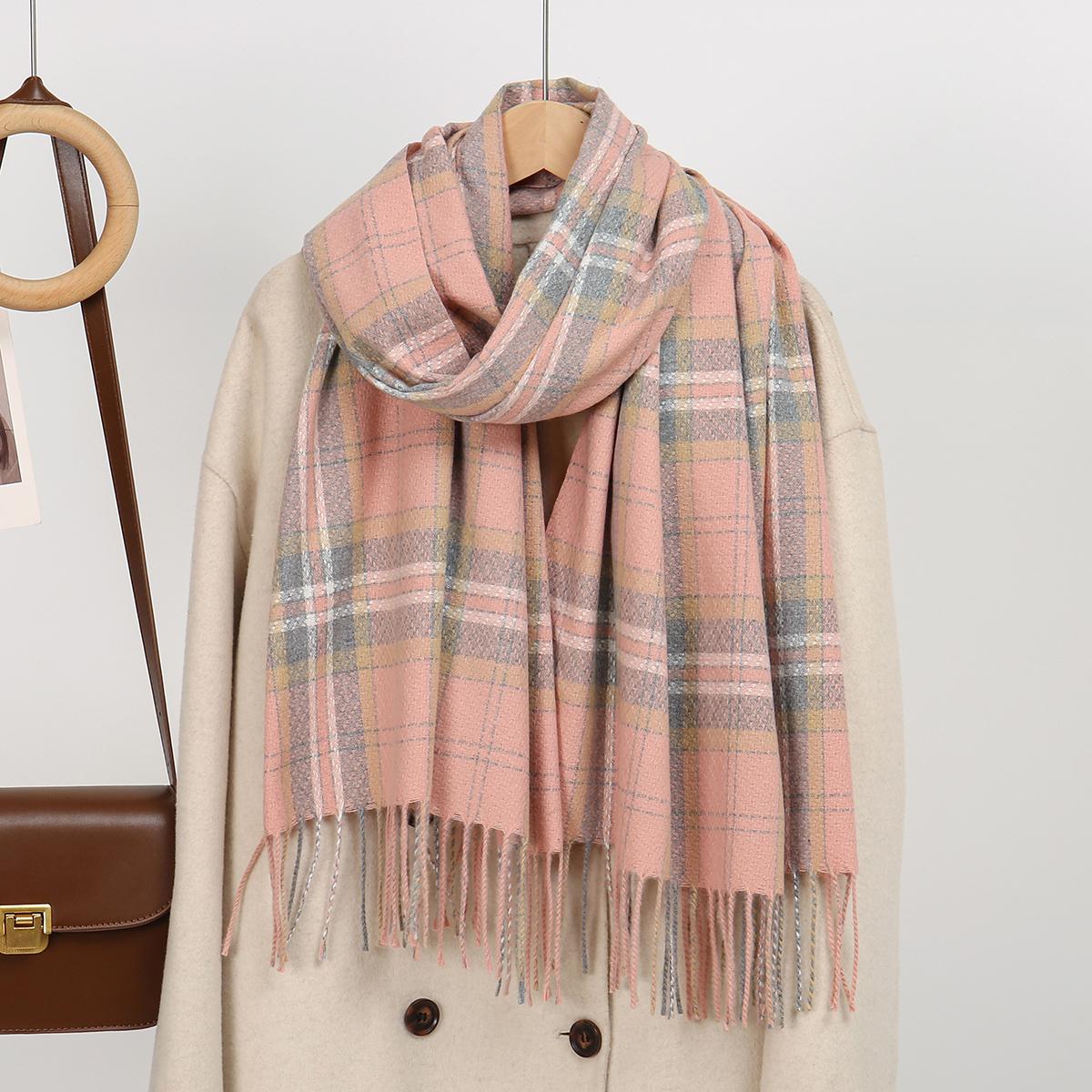 

New imitation Cashmere Thick Warm Plaid Shawl Wrap Winter Plaid Tassel Blanket Scarf Women Neckerchief Pashmina Poncho Stoles