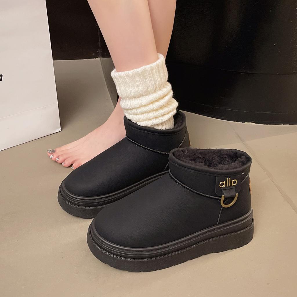 Retro thick-soled short snow boots for women, new comfortable velvet thermal cotton shoes for women