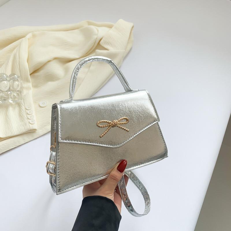 Chic Butterfly Bow Crossbody Bag Trendy Pu Leather Box Bag For Women 2024 Season серебряный
