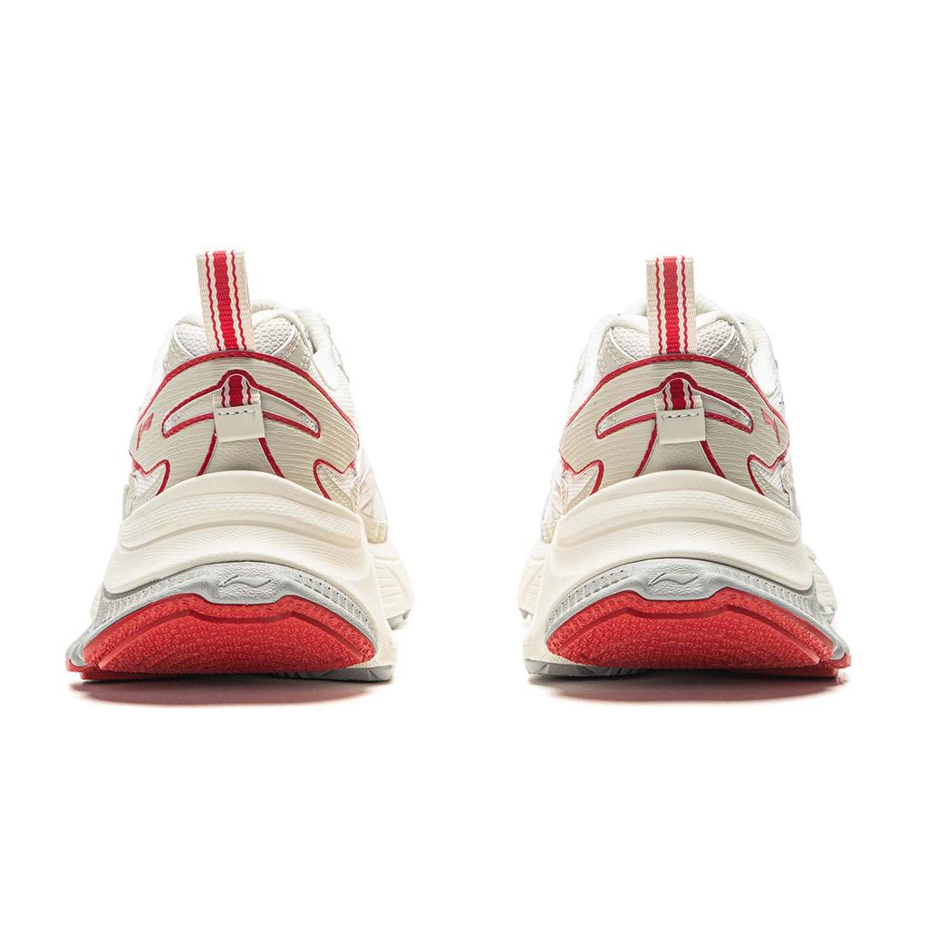LiNing Star Shock Absorbers Slip Resistant, Abrasion Resistant, Breathable Low Top Chunky Sneakers Men's White Red