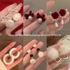 Half Cage Warm Color Pompon Plush Earrings: Women's Autumn Winter Ear Clips - Simple Design, High-End Studs