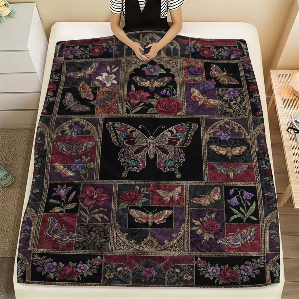 Butterfly Decoration Print Flannel Blanket, High Quality Comfortable for All Seasons, Home Decor, Warmth and Comfort, Perfect for Christmas Gifts32