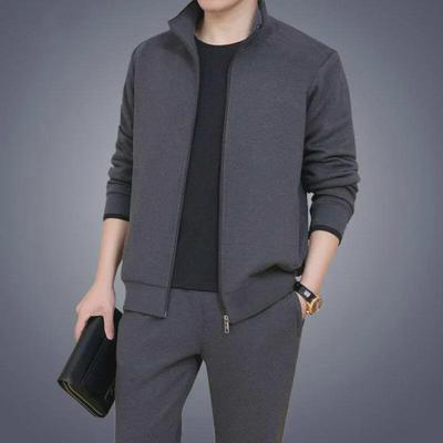 Tuta Sportiva Casual Ispessita da Uomo di Mezza Età e Anziano - Plus Velluto, Due Pezzi, Taglia Grande, Primavera & Autunno