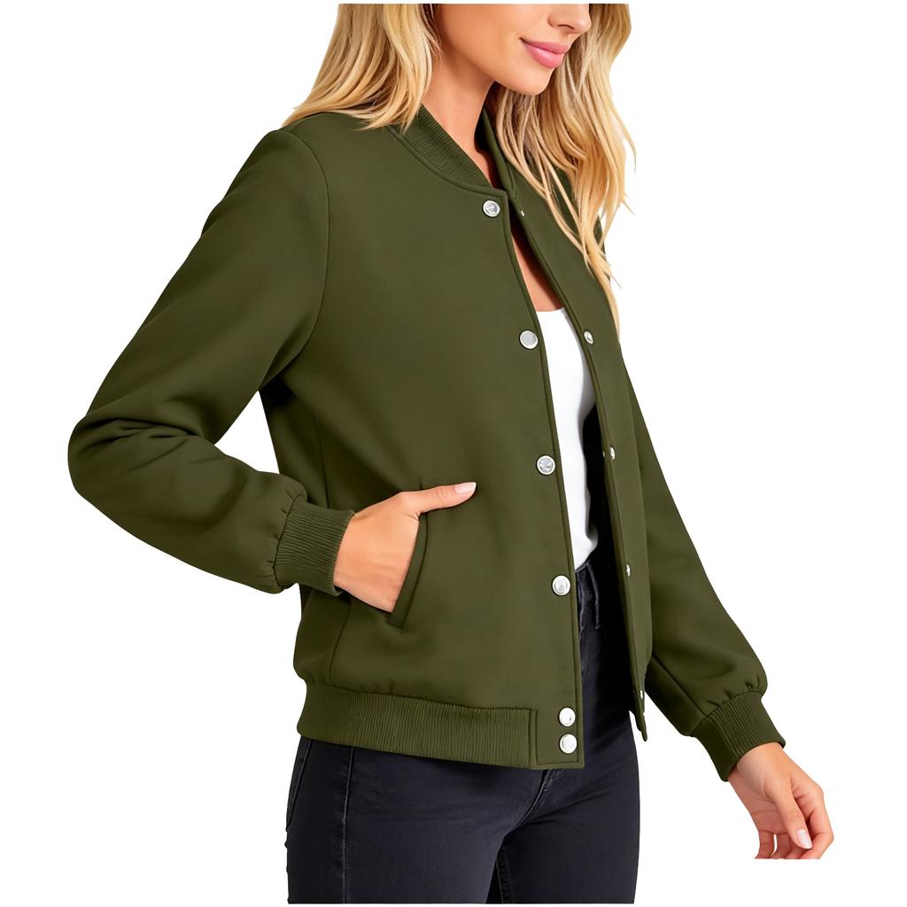 Women's Casual Loose Fit Long Sleeve Hoodie Jacket with Stand Collar for Street
