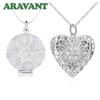 2 Pcs 925 Silver Necklaces Chain For Women Heart /Round Photo Frame Pendant Necklace Men Fashion Jewelry