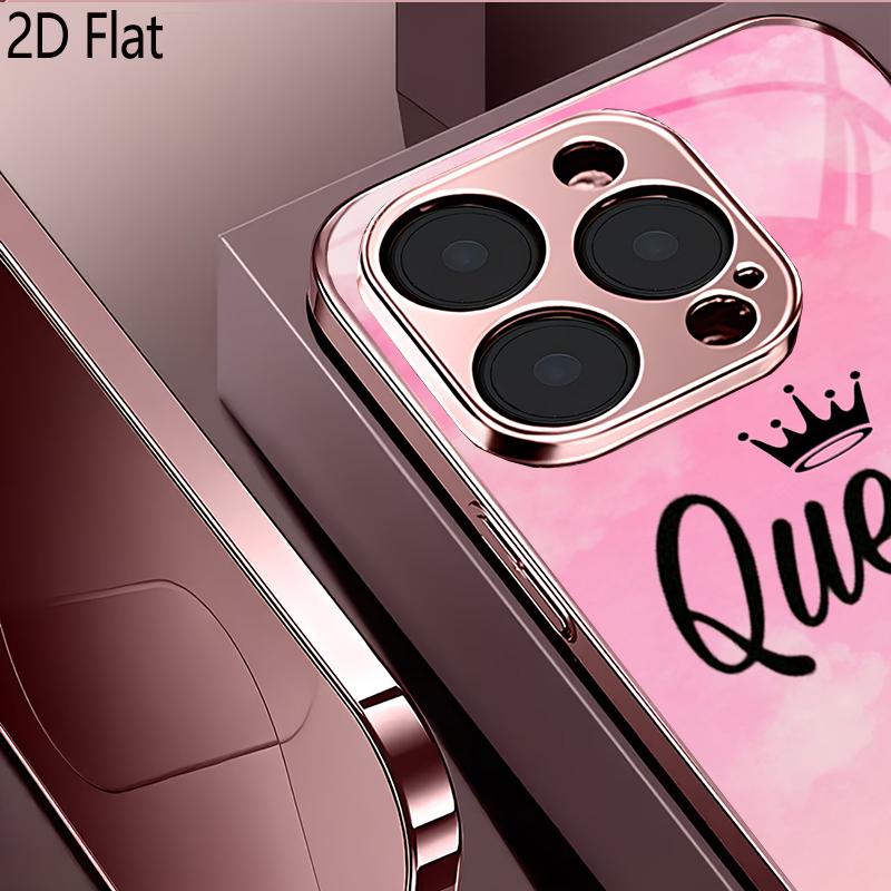 enCrown 2DFlat For iPhone17 18 16 15 14 13 12 11 Pro Max XS XR 8 7Plus Phone Cover Shockproof Protective Back Cover