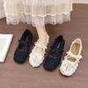 Fashion Breathable Lace Fairy Flat Shoes Women's Summer New Model Me Slip-On Mary Janes Faionable Soft Casual Luxury Footwear