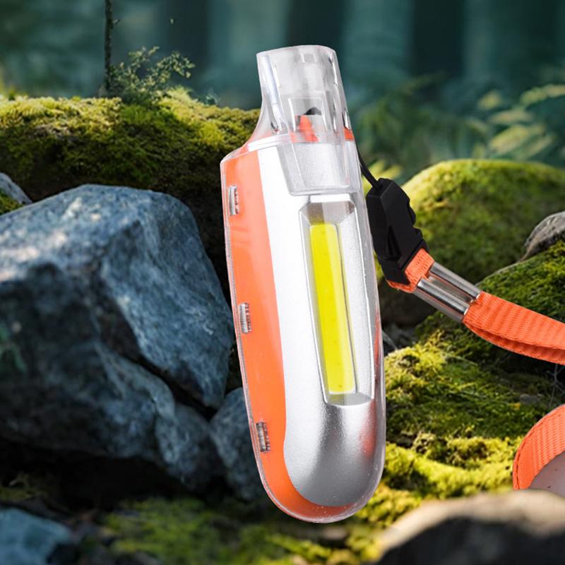 Sifflet de Survie de Camping Extérieur Sifflet de Secours avec Lumière LED Mini Lampe Torche Rechargeable Lampe Torche d'Urgence à Réglage 3 Vitesses