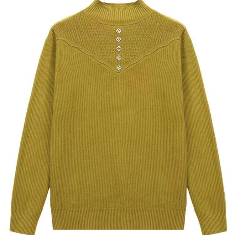 Damen Einteiliger Samtpullover mit Verdicktem Samtfutter und Halbhohem Kragen Pullover Slim und Warm Strickpullover Top für Herbst und Winter