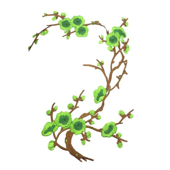 Cherry Blossom Iron Patch Iron-on Blossom Plum Applique Patch Embroidered Floral Patch for Jeans Garment Jackets Backpacks Clothes DIY Crafts