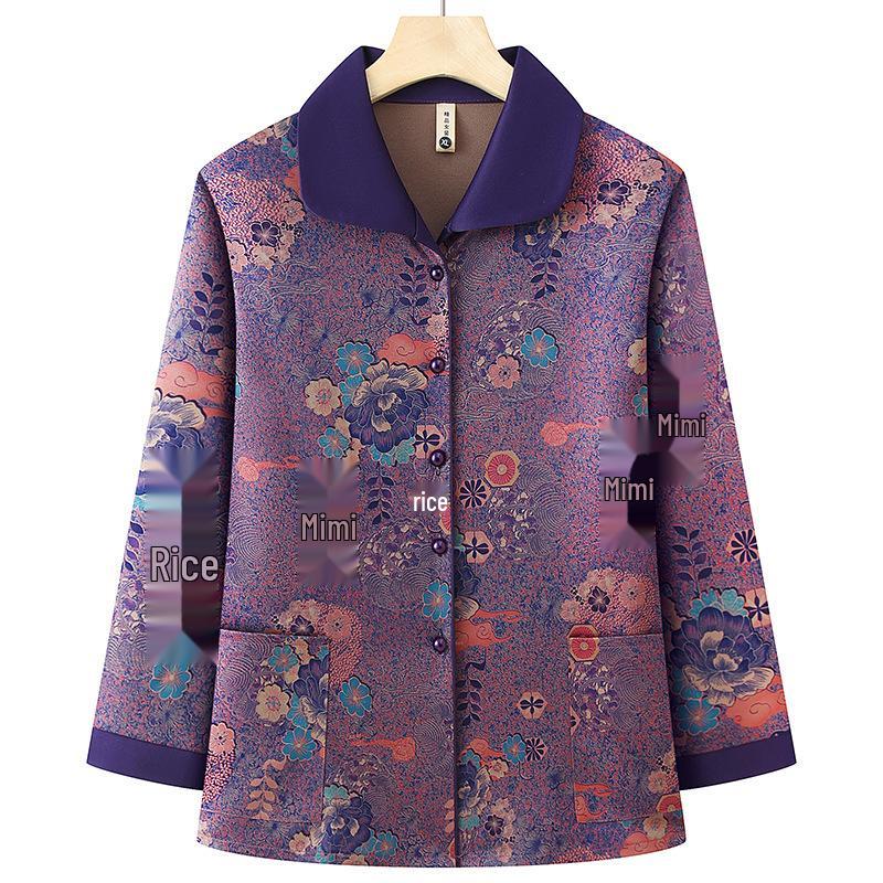 

2026 Women s Spring & Autumn Long Sleeve Jacket for Middle-Aged and Senior Ladies 3XL -- Suggest 120-135 jin фіолетовий