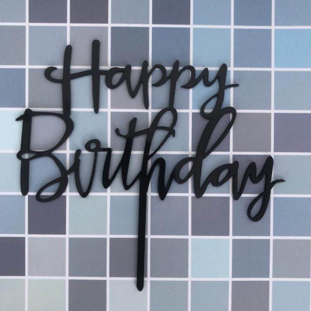 Happy Birthday Cake Topper Insert Card Acrylic Glitter Cake DIY Decoration Celebration Party Supplies