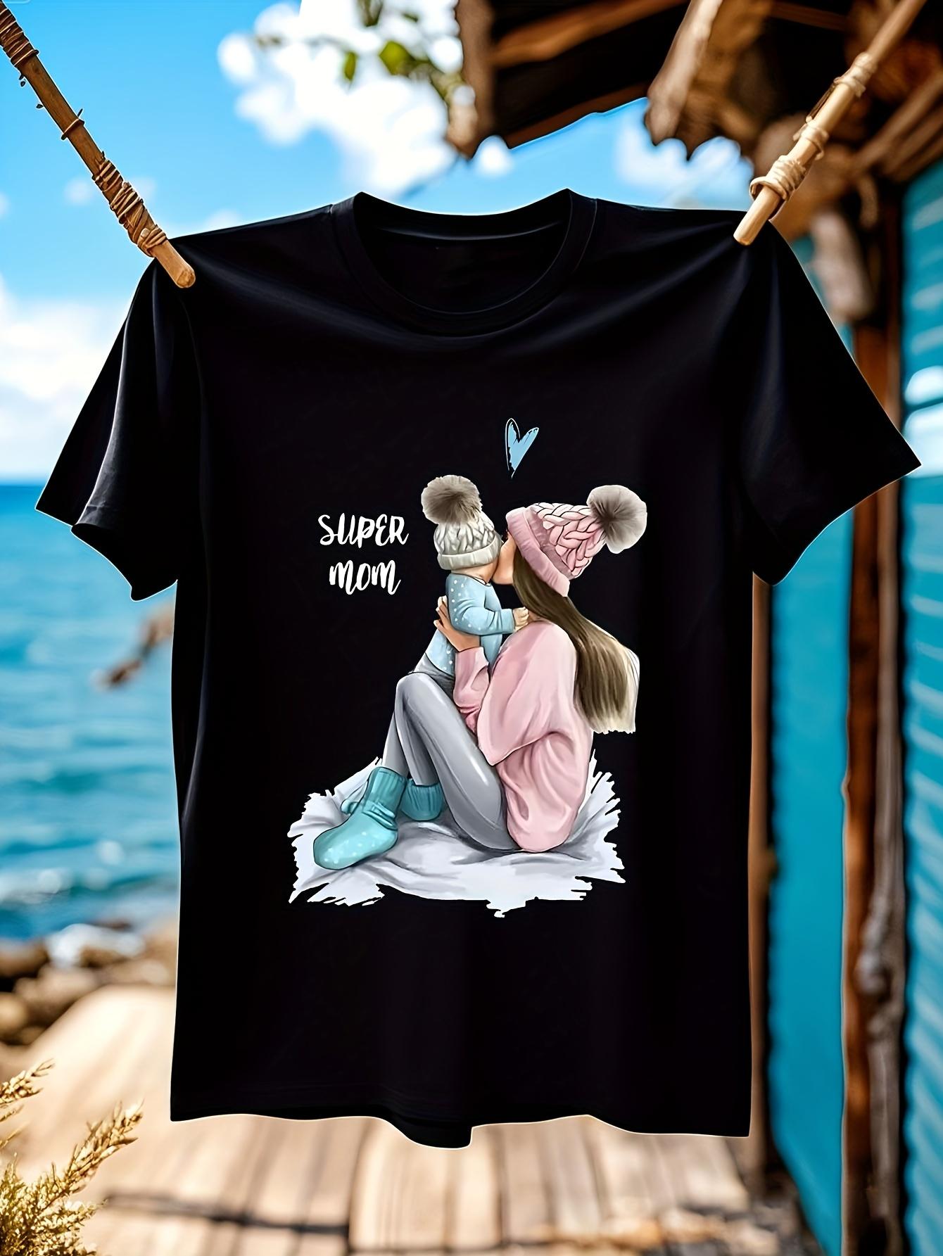 Casual Graphic Tshirt Graphic Tshirt - Super Mom Bear Ear... XXXL