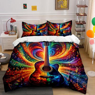 Colorful Music Art Decor Set Soft Comfortable Duvet Cover Bedding Set Included 1*Duvet Cover & 2*Pillowcases, Gift