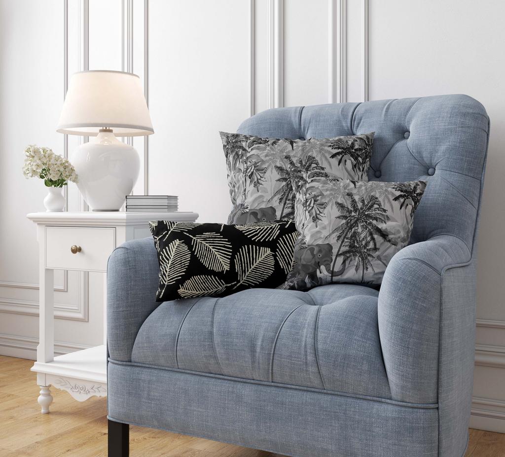 Vargottam Square Pillow Cover - Decorative Pillow Covers 12x12 Inches, Printed White & Black Theme Pillowcase,