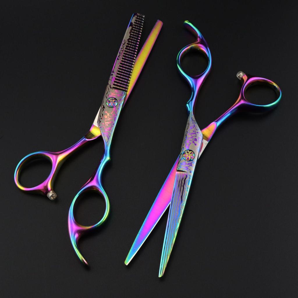6.0" Color Damascus Hairdressing & Thinning Barber Scissors