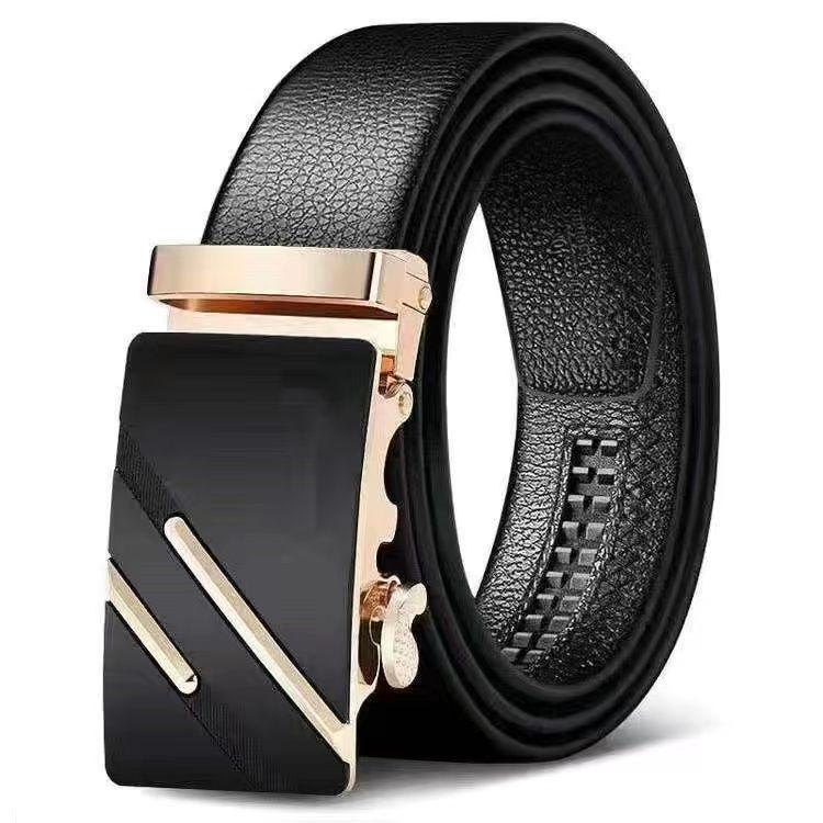 Trendy Youth & Middle-Aged Men's Genuine Leather Automatic Buckle Belt - Korean Style for Casual & Business Wear