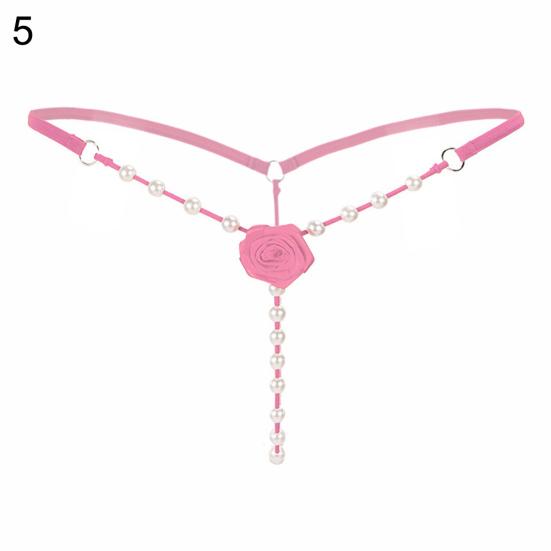 Dámské spodní prádlo Flower Faux Pearls Tanga Sexy G String průhledné kalhotky