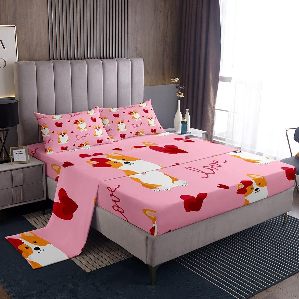 Camouflage cartoon airplane pattern bed hat four-piece bedding set bedroom dormitory bedding decoration