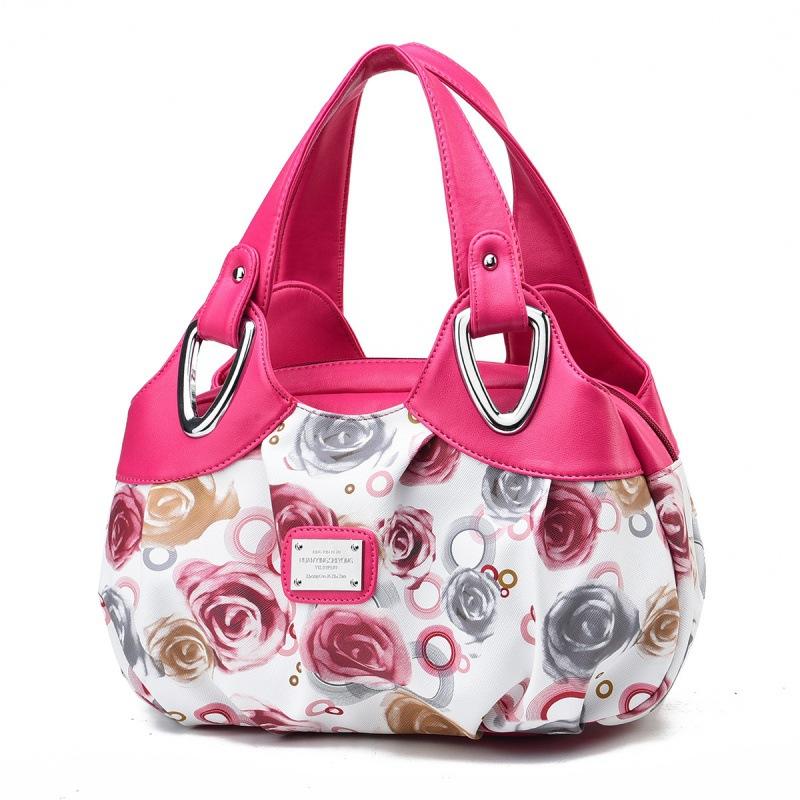 Flower Pu Leather Women Handbag Big Women's Shoulder Bags Famous Brand Design Lady Tote Handbag Colour Printing Crossbody