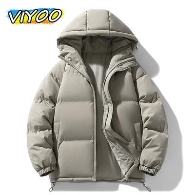 Herren Y2K Winterkleidung Dicker Daunenmantel mit Kapuze Gepolsterte Jacke Parkas Für Männer Outdoor Streetwear