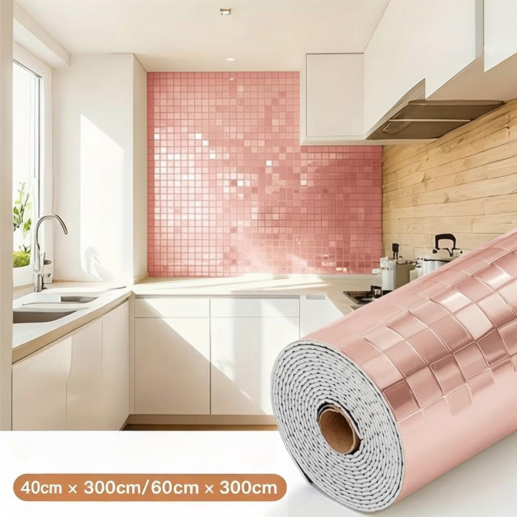 3D Mosaic Self-adhesive Wallpaper, Mirror Reflective Texture. Suitable for Bathroom Walls, Bathroom Waterproof Splashbacks