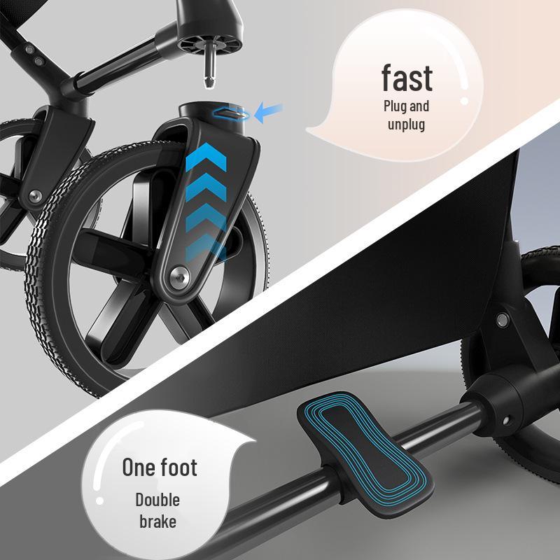 Pet Stroller with Universal Wheels and Rain Cover for Small Dogs