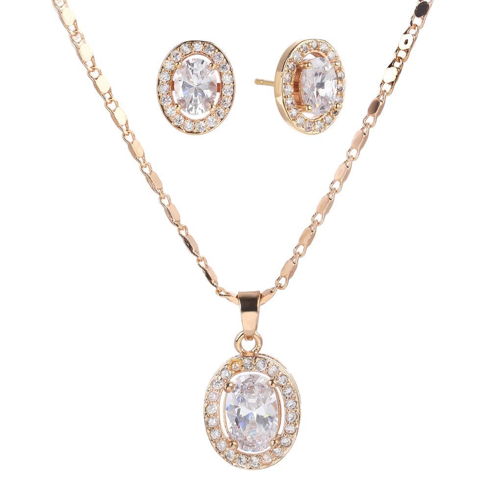 Selead Gold Plated Combination Set Jewelry Necklace Pendant Women 'S Jewelry Zircon Earrings