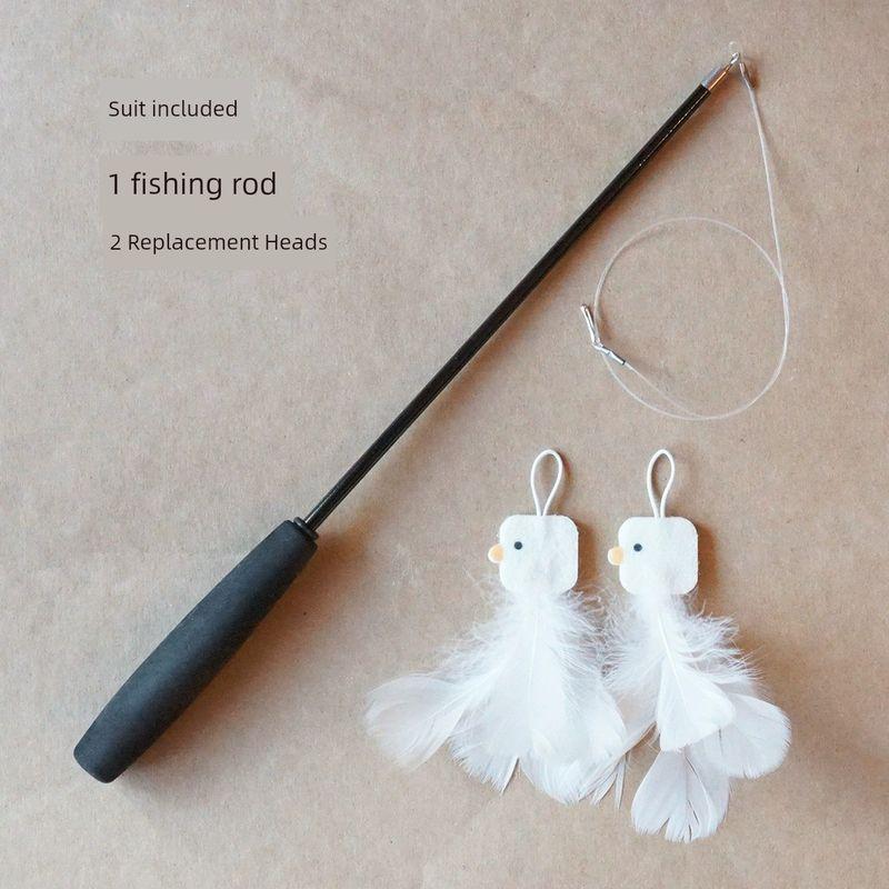 

Purroom Оригинальная дразнилка для кошек из куриных перьев, выдвижной держатель для длинной кисти, снимающий духоту, сменная, товары для домашних животных, игрушка Chicken feather teaser stick