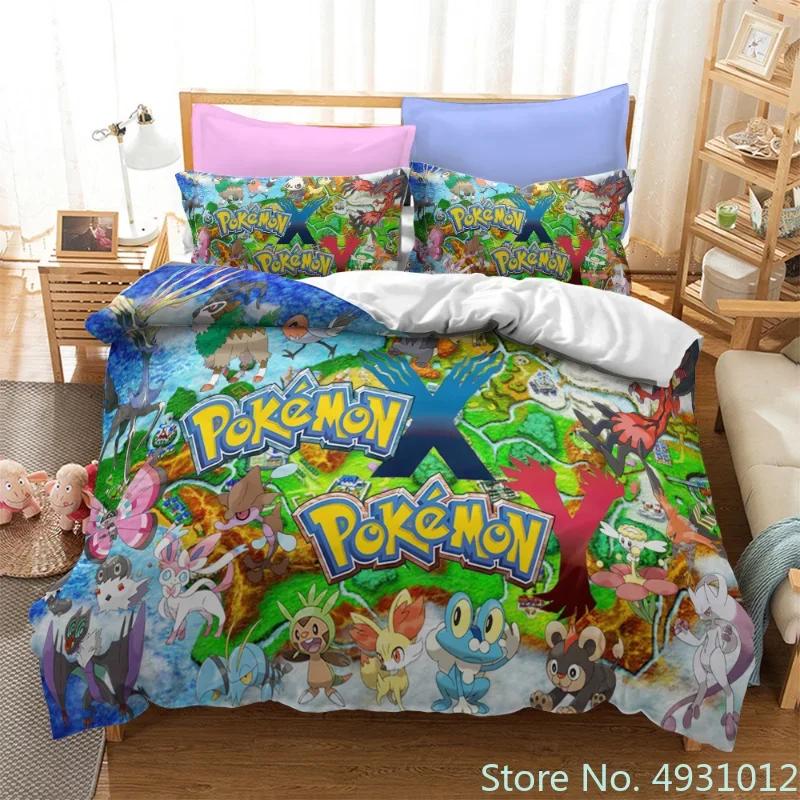 Comforter Pokemon Dragon Bedding Set 3D Printed Anime Figure Pikachu Peripheral Family Decor Kids Bedroom Warm Bedclothes