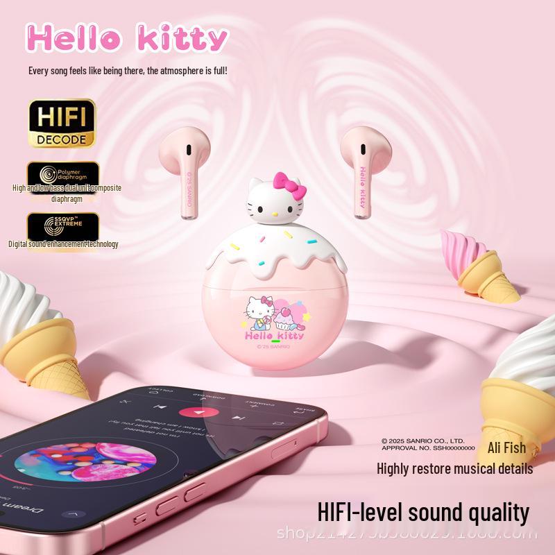 

Sanrio Hello Kitty Noise-Cancelling Wireless Earbuds: Cute High-Quality In-Ear Sports & Gaming Earphones - Perfect Birthday Gift EJ-910 Pink Kitty
