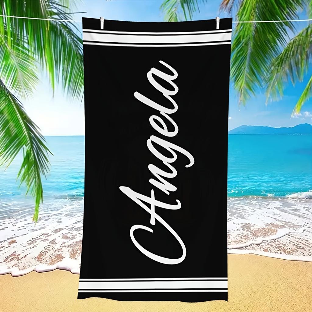 Toalla de Playa Rayada Personalizada con Nombre/Logo Personalizado Toalla de Microfibra Fina Secado Rápido Absorbente para Playa Natación Yoga Baño Deportes