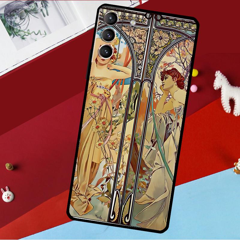 Alphonse Mucha Art Case For Samsung Galaxy S23 S22 S21 Ultra S20 FE S9 S10 Note 10 Plus Note 20 Ultra Cover