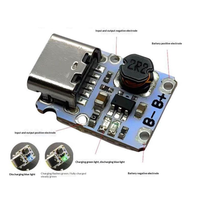 1Pcs Type-C Lithium Battery Charging Protection Module 5V Boost Power Supply Board Charge And Discharge Integrated
