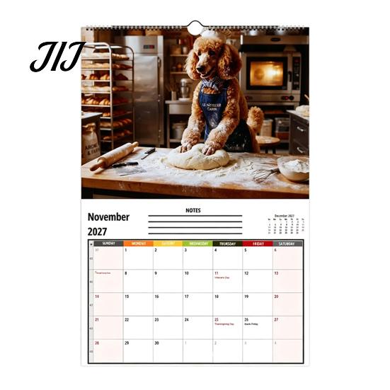 Tier-Hängekalender 2027 Lustiger Hund bei der Arbeit Wandkalender, Jan. 2027-Dez. 12 x Tagesplan-Organizer 8 Zoll Monatsplaner mit