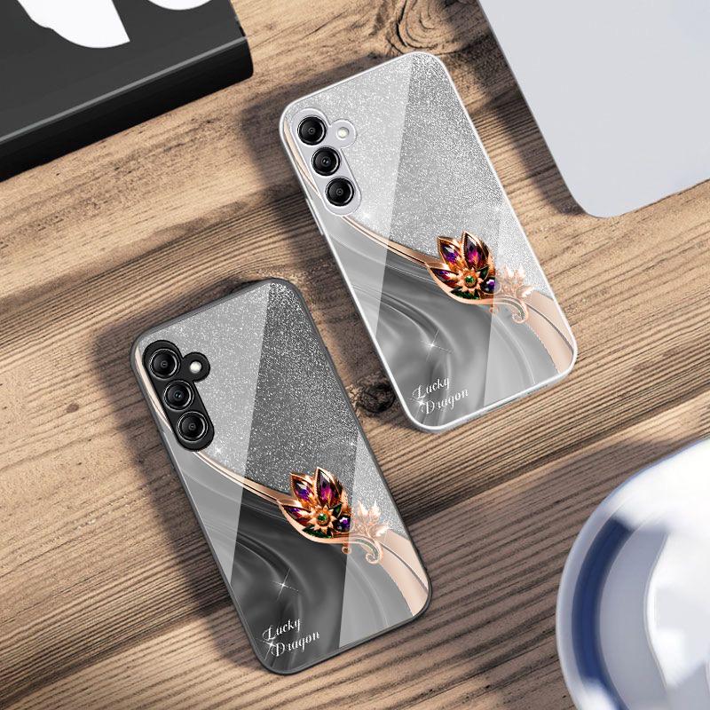 Colorful gemstone pattern For Samsung A 73 72 71 70 56 55 54 53 52 51 50 42 35 34 33 32 31 26 25 24 23 22 30 20 glass phone case
