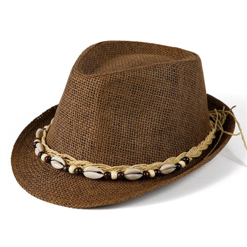Top Hat Men'S Summer Outdoor Shade Sunscreen Hat Papyrus Shell Sun Hat Women'S Personality Fashion Trendy Hat Beach Hat