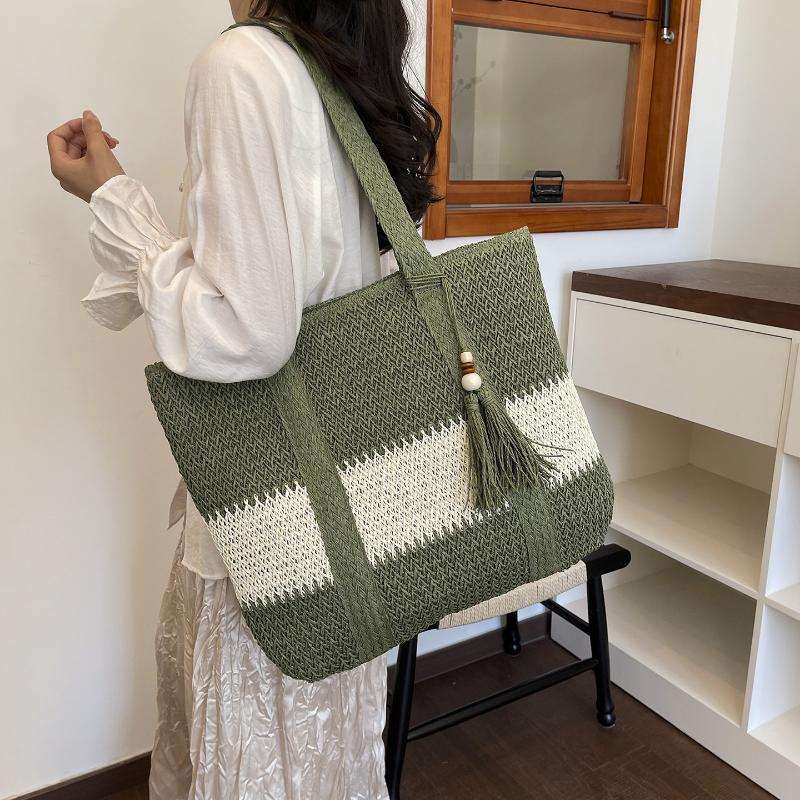 Large Women Shoulder Shopper Bag Summer Straw Woven Ladies Luxury Designer Tote Beach Bag for Woman 2026 Big Female Handbags
