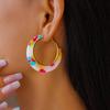 European and American acetic acid plate C-shaped leopard print color smudged steel needle earrings personalized niche exaggerated unique earrings