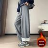 Autumn Winter New Style Fleece Thick High Waist Knife Leg Pants Women Wide Leg Casual Pants