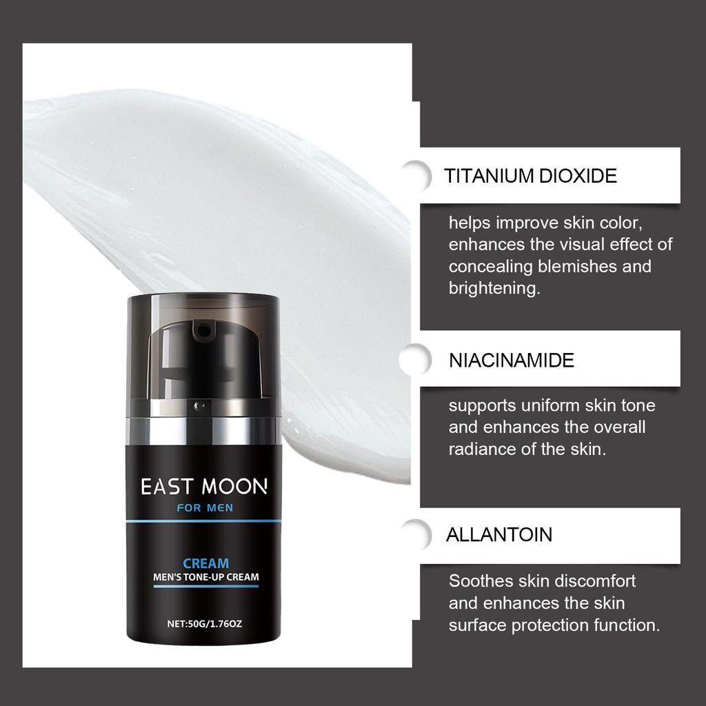 East Moon Men Tone-Up Makeup Cream Oil Control Easy Wear Nourish Brightening Dark Circles Waterproof Full Coverage Base BB Cream