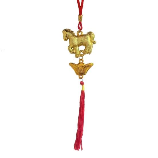 Chinese New Year Decorations 2026 Year of Horse Lucky Feng Shui Charm Zodiac Horse Hanging Tassel Pendant for Fortune Wealth Success Home Car Bonsai