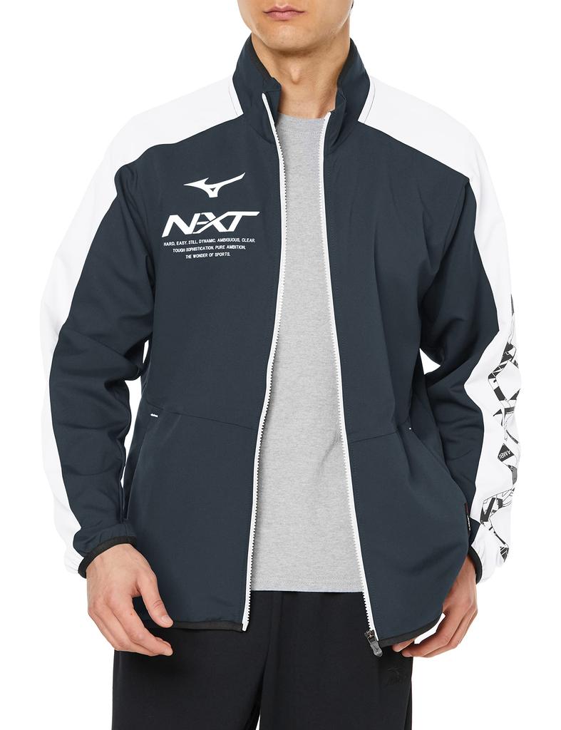 Mizuno Move Cross Slim Easy To Move Training Size M N-XT Jacket, Sweat-Wicking, Quick-Drying, Fit, In, Wear, 32JCA220, Black/White,