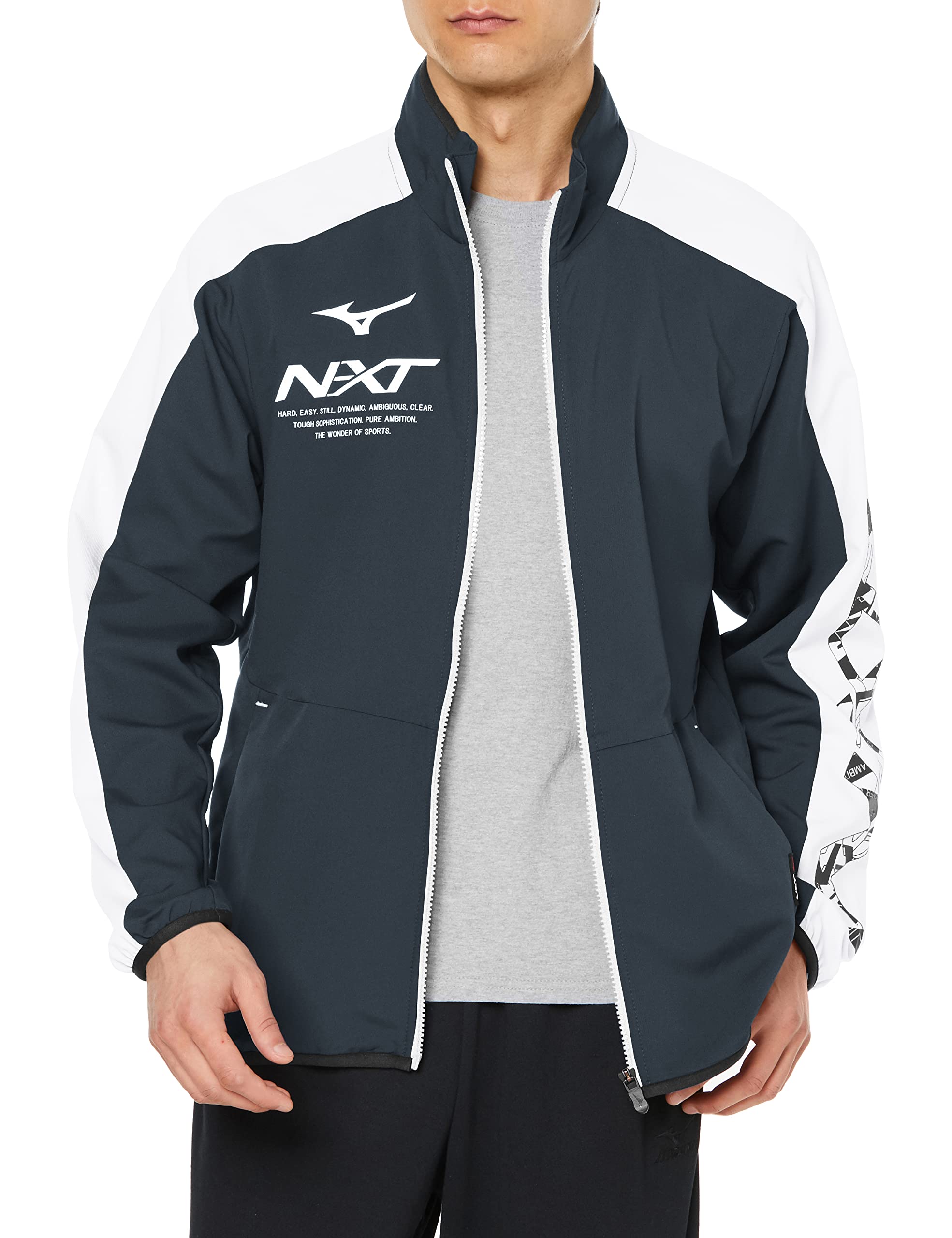 

Mizuno Move Cross Slim Easy to Move Training Size M N-XT Jacket, Sweat-Wicking, Quick-Drying, Fit, in, Wear, 32JCA220, Black/White,