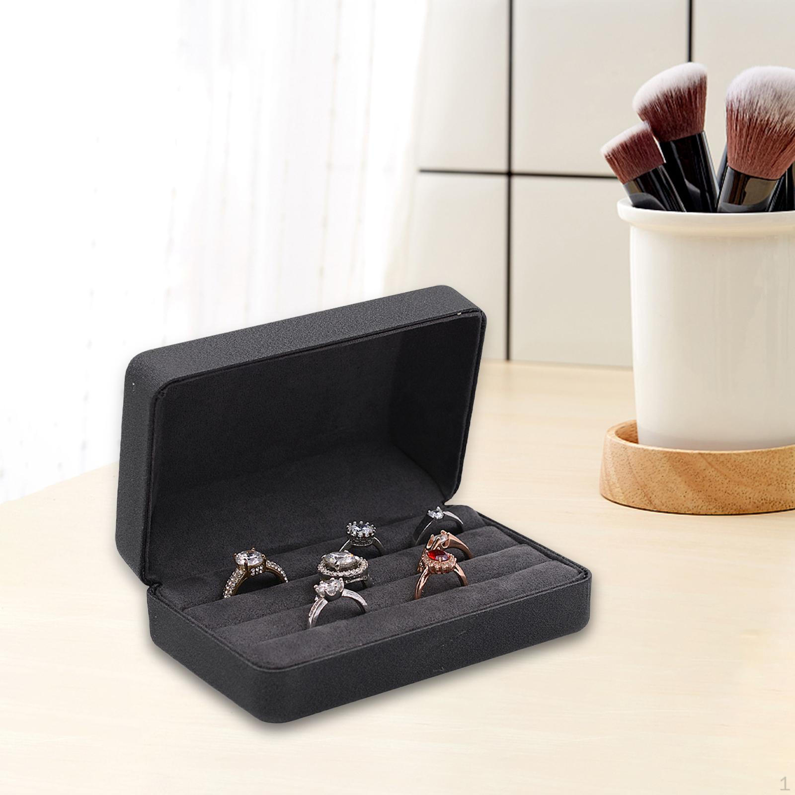 

Витрина для шкатулки для драгоценностей, легкий модный органайзер для хранения колец для женщин, чёрный