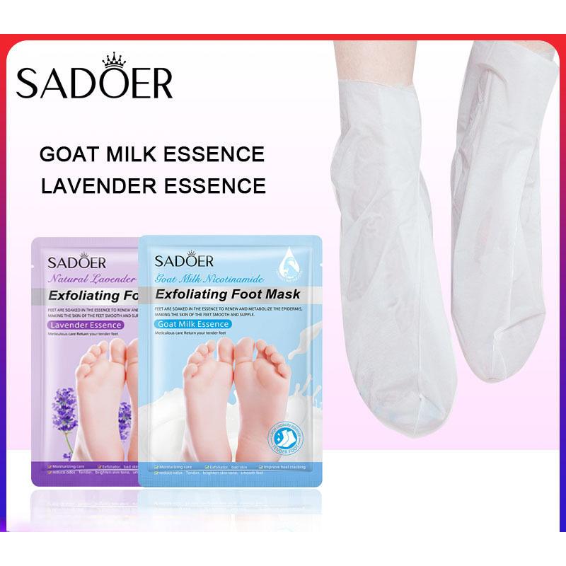 SADOER Goat Milk Niacinamide Lavender Foot Mask Exfoliating Dead Skin Moisturizing Hydrating Foot Care Repair Foot Peel Mask
