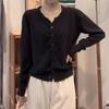 Women's Korean Style Loose Knit Cardigan, Autumn 2025 - Round Neck, Short Sweater Coat