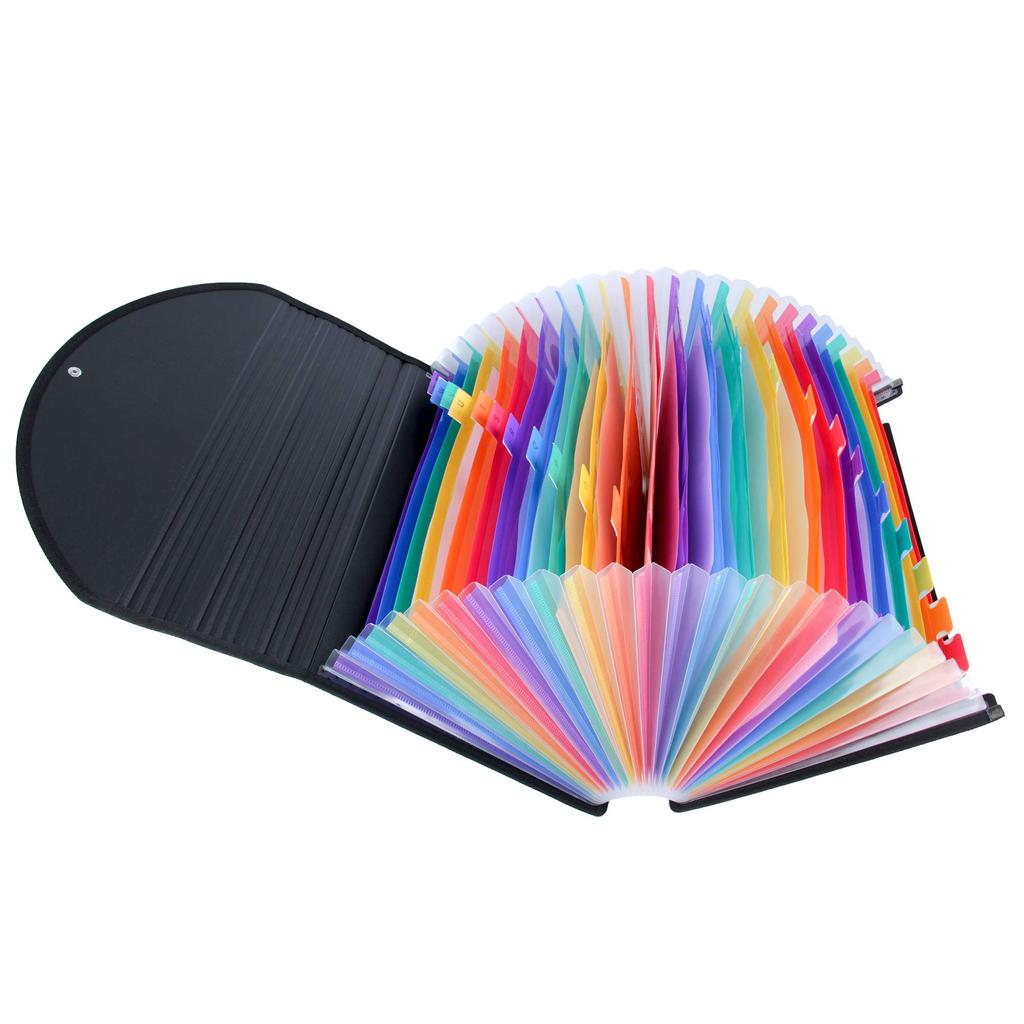 PIKAPIKA File Rack A4 25 Pocket Color File Box Large Capacity Expandable Folding File Storage Box Divider Storage Box Organizer