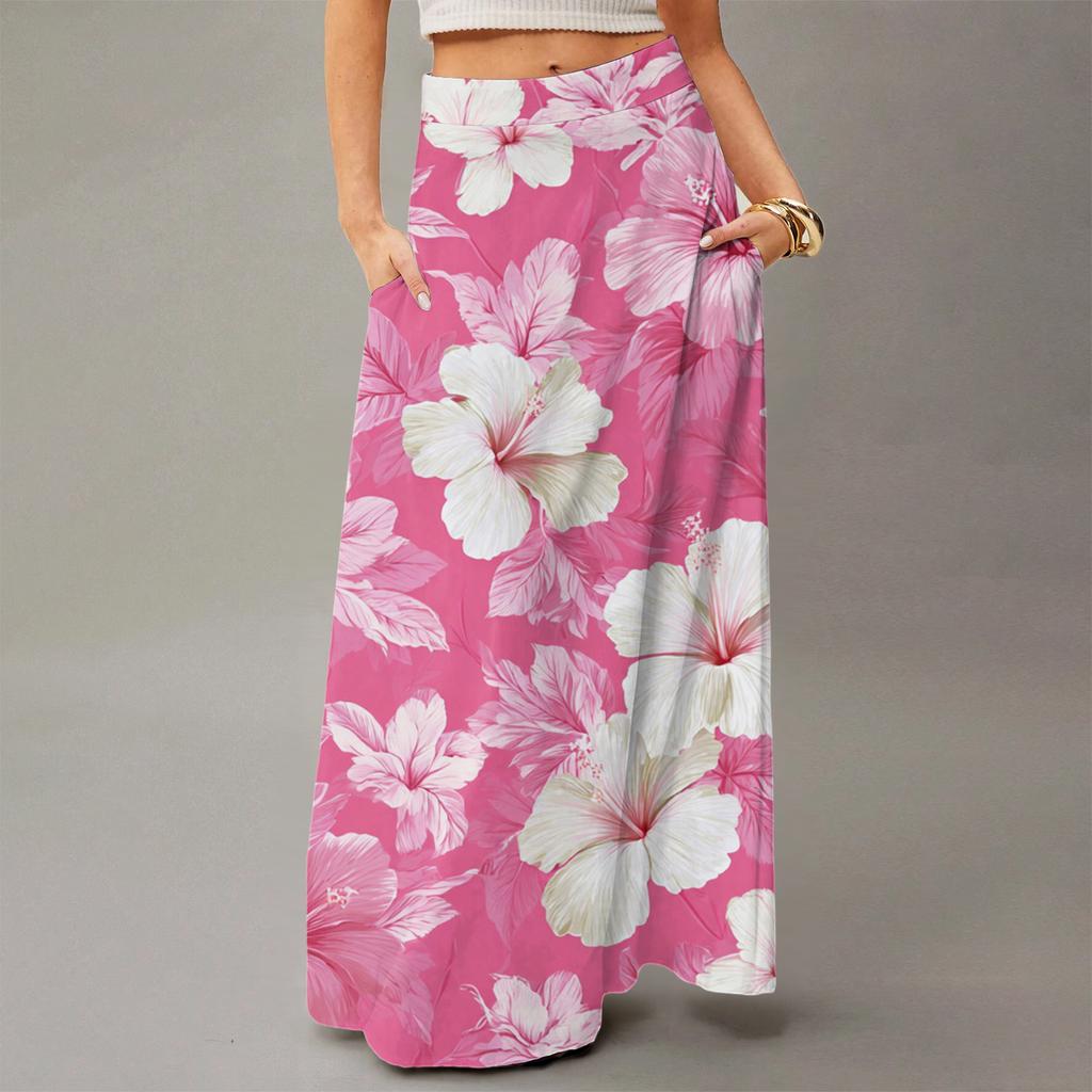 Damen Fließendes Maxi-Kleid Normal Lässig Geblümt Sommer Böhmischer Rock